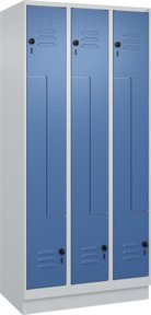 C+P Z-Spind Classic PLUS mit Sockel, 6 Fächer, Sicherheits-Drehriegel, grau/blau, H x B x T: 195 x 90 x 50 cm - Bild 1