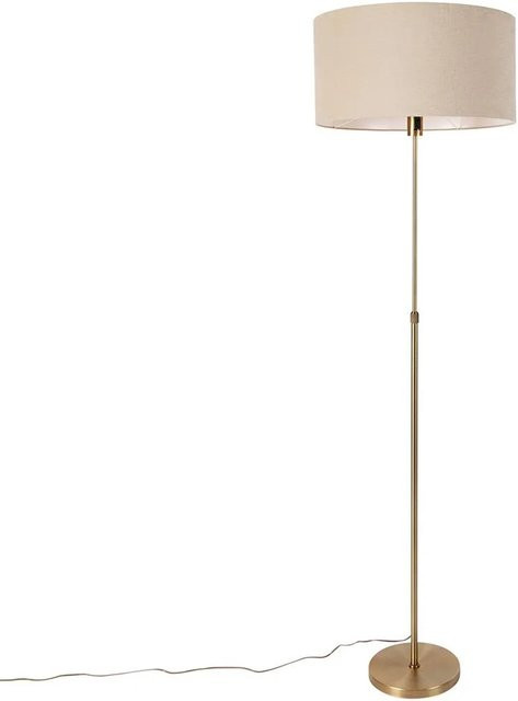 QAZQA Stehlampe aus Stahl in Bronze mit dimmbarem Stoffschirm in Braun/Beige, höhenverstellbar, E27 - Bild 1