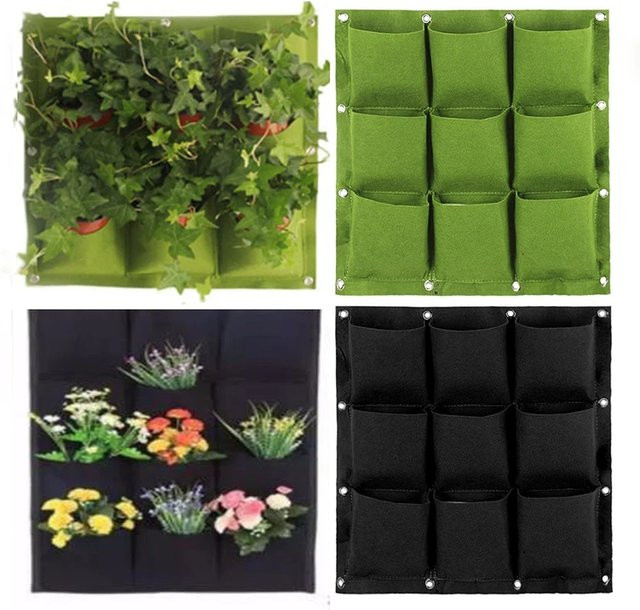 Vertikale Garten Tasche zum Aufhängen an der Wand als Pflanzer für deine Pflanzen in Grün und Schwarz - Bild 1