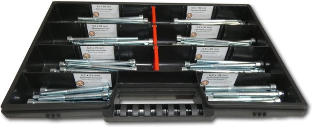 80-teiliges Zylinderschrauben Sortiment M6 in Silber, DIN 912/ISO 4762 Maschinenschrauben Set mit Längen von 65 mm bis 100 mm in der Schraubenbox24 - Bild 1