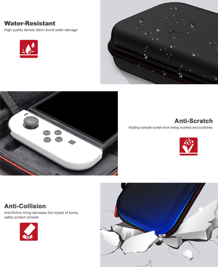 BEBOBCOOL Schutzhülle für Nintendo Switch mit Spielkartenfächern, Tragetasche in Schwarz - Bild 5