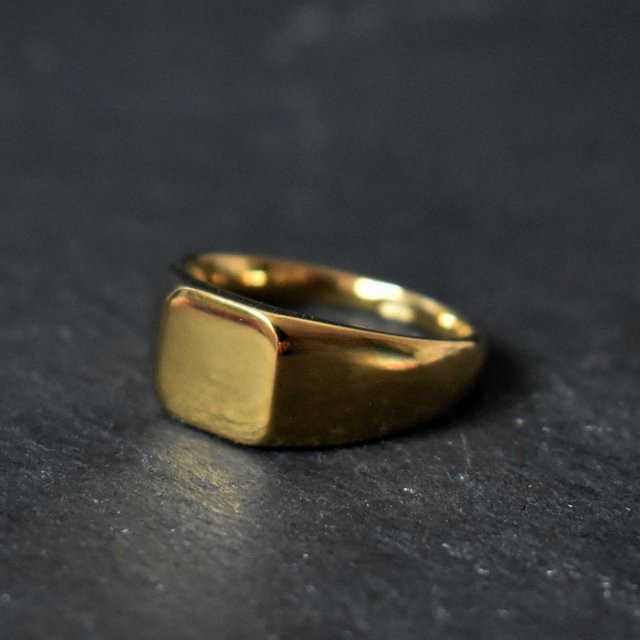 SANGSY Siegelring Edelstahl, 18 Karat vergoldet, Gold, Unisex - Bild 1
