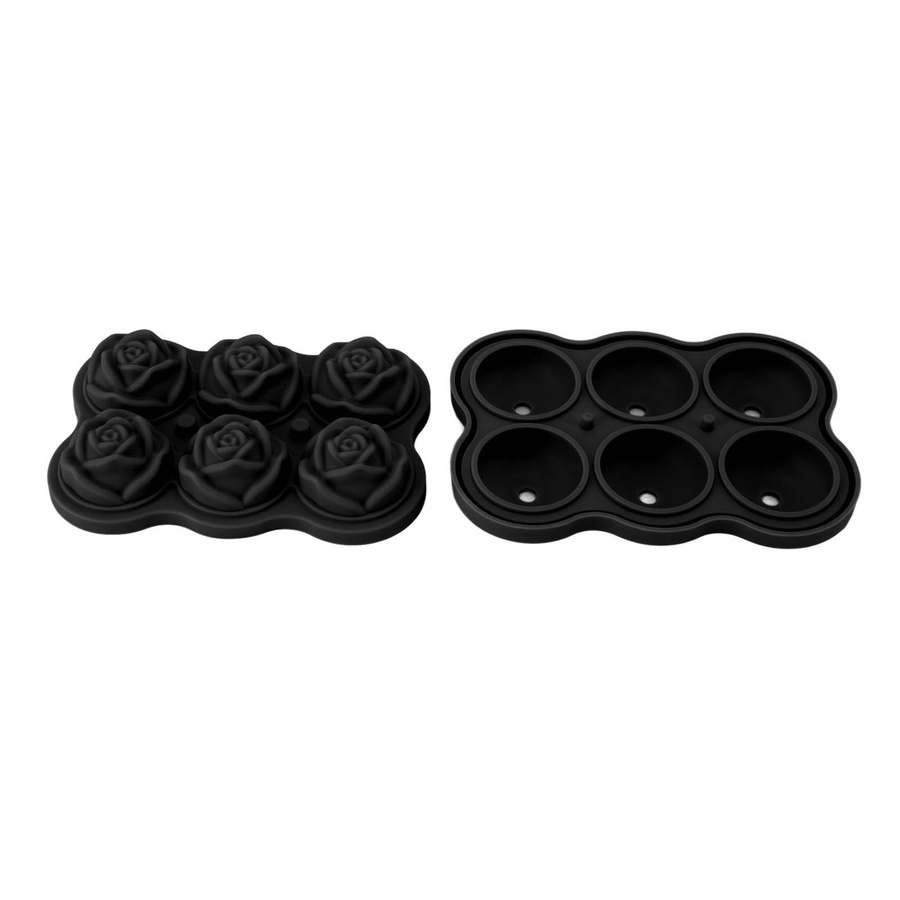 CosyHome Rosen Eiswürfelform aus Silikon mit Deckel, 6 Würfel, BPA-frei, Schwarz - Bild 2
