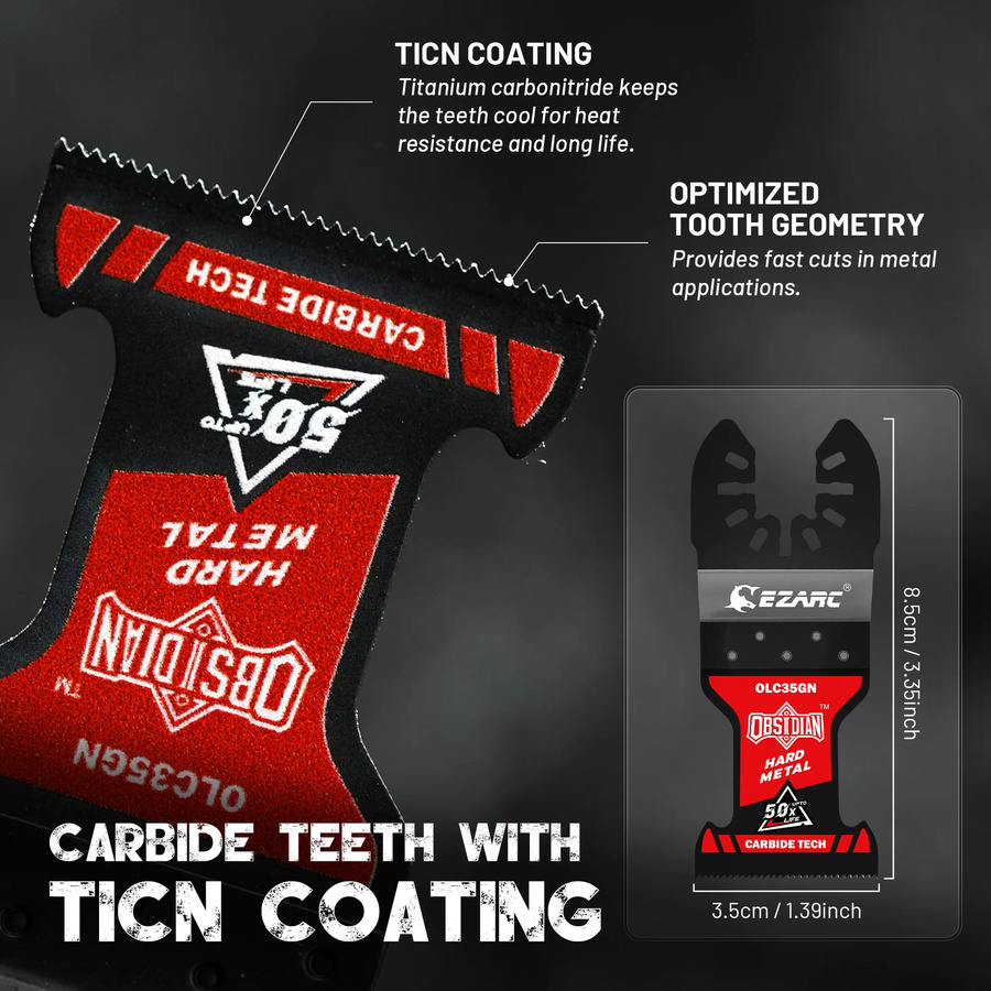 EZARC TiCN Hartmetall Oszillierende Sägeblätter Obsidian-Klinge für Metall, Holz, Kunststoff und Trockenbau in Schwarz - Bild 2