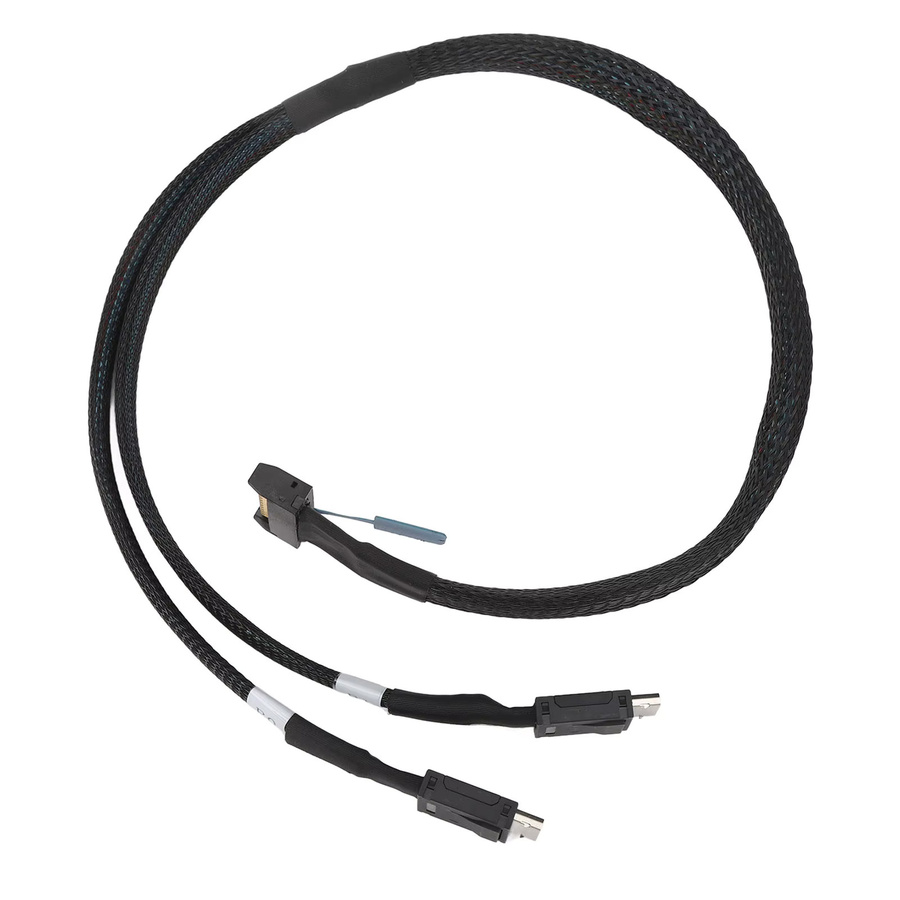 Qiilu PCIe 5.0 Kabeladapter MCIO X8 auf 2 SFF 8611 Oculink SFF 8611 4i auf 8i, Schwarz, Länge: 50 cm - Bild 2
