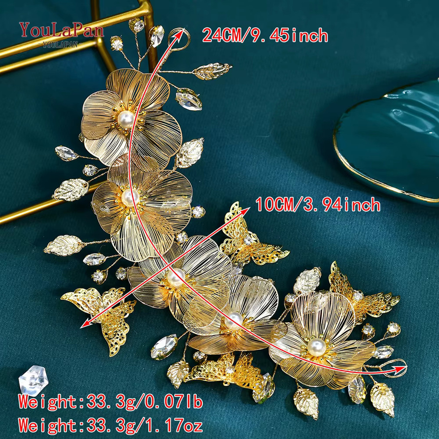 YouLaPan Gürtel, Legierung, Gold, Schmetterling, Perle - Bild 2