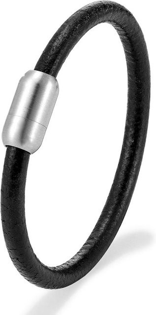 Armband Rindsleder, Edelstahl, Magnetverschluss, schwarz, Herren, 23cm - Bild 1