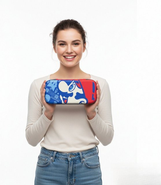 Schutzhülle mit Anime-Muster für Nintendo Switch OLED, Hartschalen-Tasche in Gelb und Multicolour - Bild 1