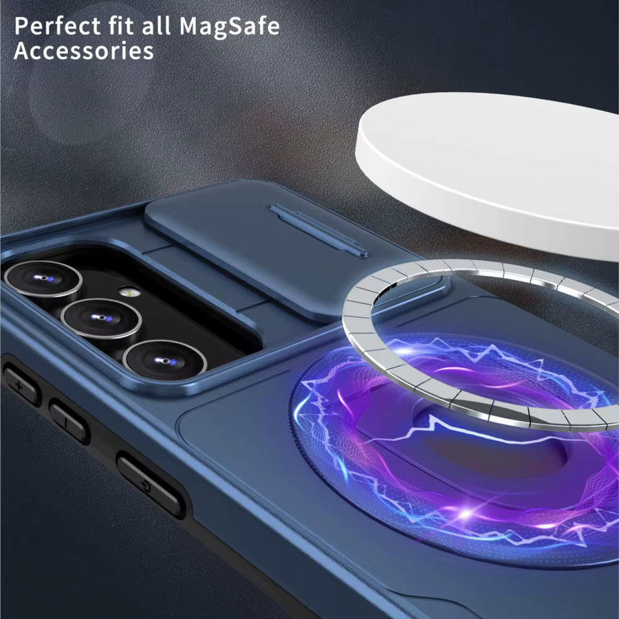 Magnetische Samsung Schutzhülle im Militär-Design mit 360 Grad Panzerung und MagSafe-Kompatibilität für S23 S22 S21 S20 Ultra FE A54 in Schwarz und Blau - Bild 2