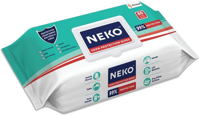 Neko Multifunktionale Keimschutz-Feuchttücher mit Aloe Vera zur Oberflächenreinigung, 80 Stück, Blue - Bild 1