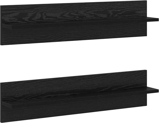 vidaXL Wandregal 2er Set in Schwarz und Eichen-Optik, B/H/T: 80 x 11,5 x 18 cm - Bild 1