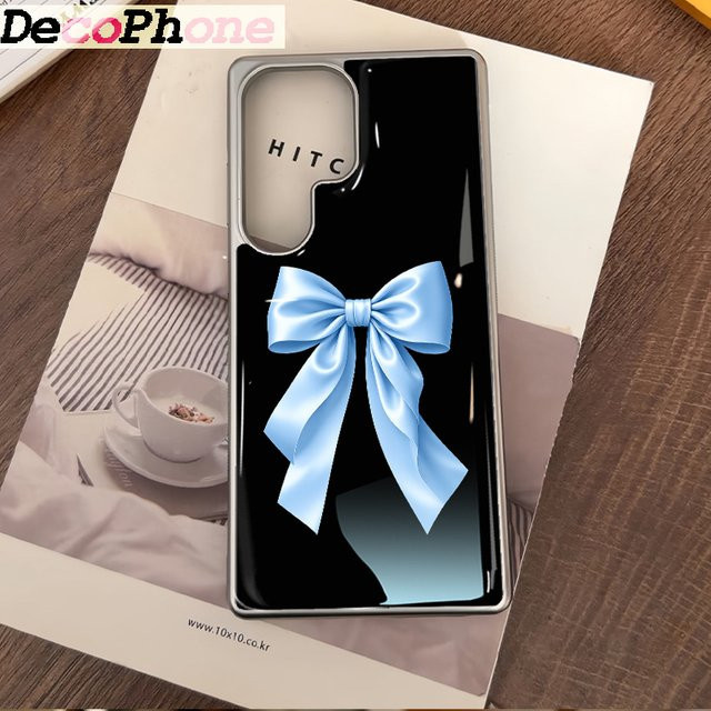 Sturzsichere Epoxy Handyhülle mit seidenblauem Schleifenmuster für Samsung Galaxy S23 S24 S25 S26 Plus FE Ultra Edge - Bild 1