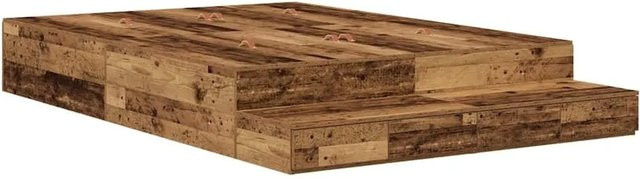 vidaXL Stauraumbett aus Altholz in Braun mit Schubladen, Breite: 135 cm, Länge: 226,5 cm, Höhe: 31,5 cm - Bild 1