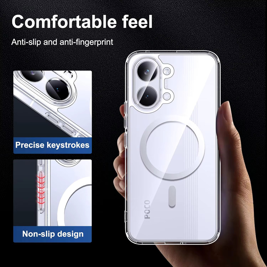 Stoßfeste und kabellose magnetische Ladehülle für Xiaomi Poco X8 Pro Max 5G mit transparenter Rückseite - Bild 6