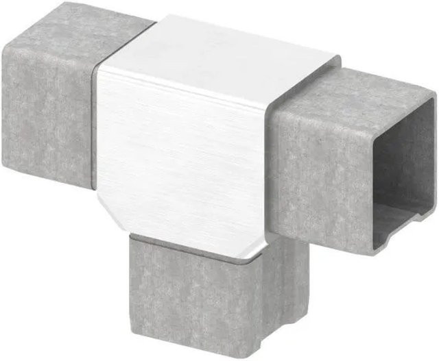 FeNau T-Verbinder aus V4A Edelstahl in Silber für Rohr 40 x 40 x 3 mm zum Stecken - Bild 1