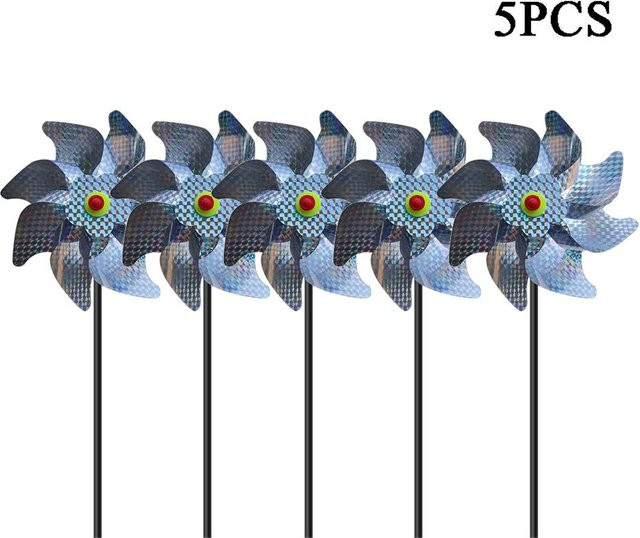 DIYelecs Reflektierende Windmühle zur Vogelabwehr für den Garten in Grau und Multicolour - Bild 1