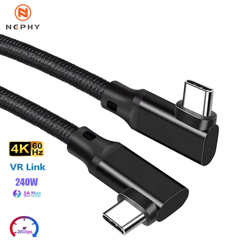 Nephy USB-C Doppel-Elbow Datenkabel Schwarz, USB 3.2 Gen2 20Gbps, 4K Video, 240W Schnellladekabel für Macbook Pro und Samsung - Bild 7