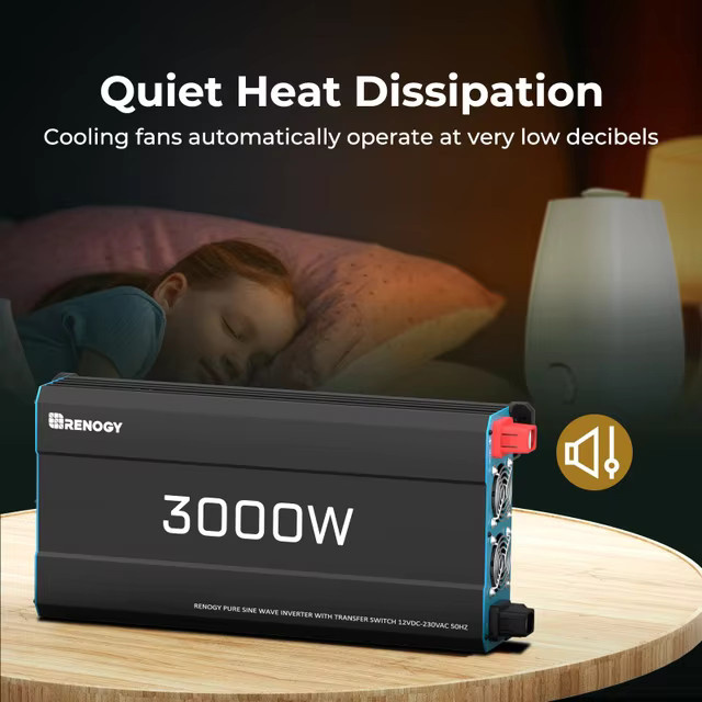 Renogy Reiner Sinus-Wechselrichter 3000 W 12 V auf 230 V/240 V in Schwarz mit englischer Standardsteckdose - Bild 2
