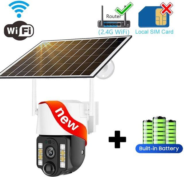LS VISION Solar Kamera mit 5MP HD Auflösung, PIR Personenerkennung, Farbnachtsicht und 4G SIM oder WIFI Verbindung, Weiß - Bild 1