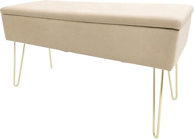 ECHTWERK Sitzbank Scarlett in Beige mit Samtbezug, B/T/H: 75 x 30 x 42 cm - Bild 1