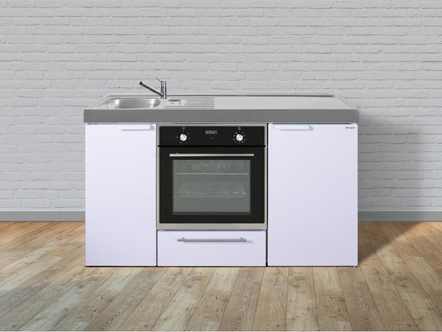 Stengel Kitchenline MKB 150 Küchenzeile aus Metall in Weiß mit Becken links und ohne Kochfeld rechts, Breite: 150 cm - Bild 1
