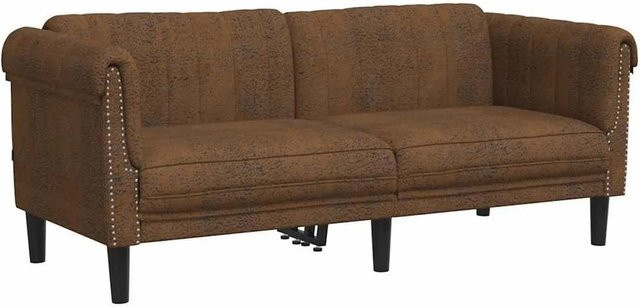 vidaXL 2-Sitzer Sofa Braun in Kunstleder und Wildleder-Optik mit Massivholzrahmen - Bild 1