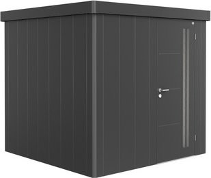 Biohort Gerätehaus Neo 2B mit Standardtür aus Metall in Dunkelgrau-Metallic, B/H/T: 236 x 222 x 236 cm - Bild 3