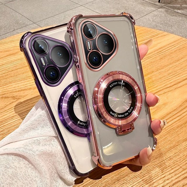 Transparente Magnet-Schutzhülle für Huawei P70 Ultra P60 Pro Mate 70 60 Pura 80 70 mit integriertem Ständer und MagSafe-Kompatibilität - Bild 1
