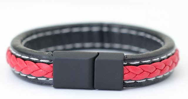 Armband Leder, Rot, Herren - Bild 1