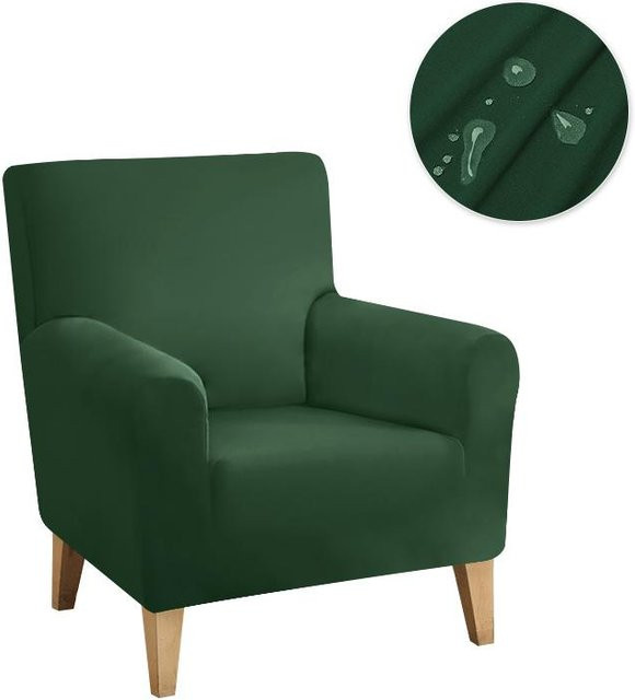 Wasserabweisende Einzelsofa-Abdeckung in Grün, elastische Stretch-Hülle für Sessel und Wohnzimmer-Sitzmöbel - Bild 1