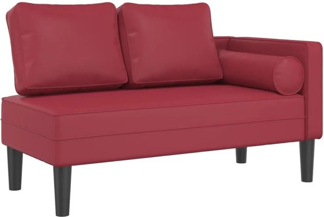 vidaXL Chaiselongue Modell 3 in Weinrot mit Kissen aus Kunstleder, B/T/H: 116,5 x 62,0 x 57,5 cm - Bild 1
