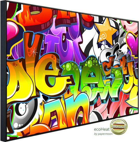 papermoon Infrarotheizung EcoHeat Graffiti in Bunt mit Matt-Effekt, App-Steuerung und Überhitzungsschutz - Bild 1