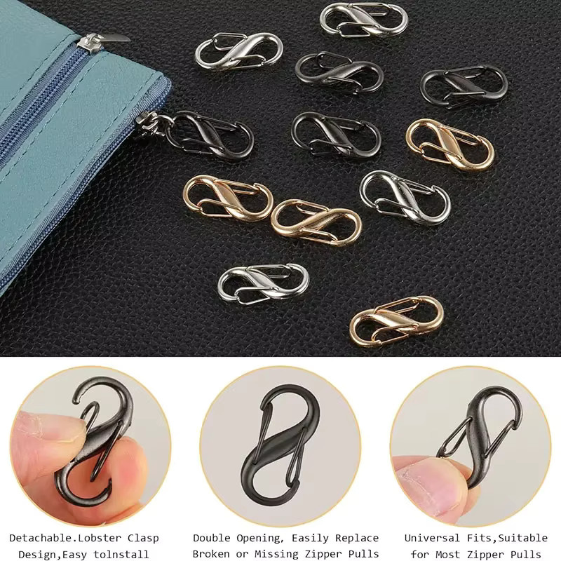 TYHS Craft Anti-Diebstahl Reißverschluss-Clips aus Metall in Gold, 5 oder 10 Stück Karabiner-Ersatz für Gepäck - Bild 3
