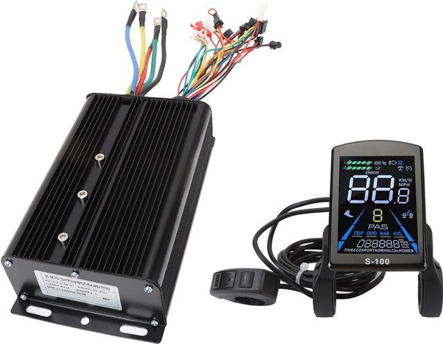 Igeteck Elektrofahrrad Motorcontroller Kit mit LCD-Display und Gasgriff, Schwarz - Bild 1
