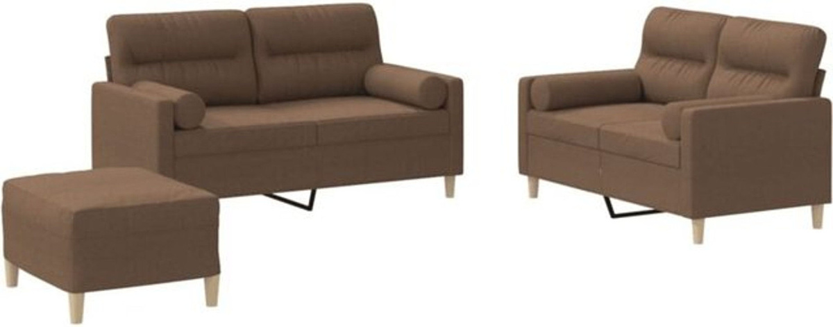 3-tlg. Sofagarnitur Vidaxl in Braun aus Stoff und Polyester mit Metallgestell im modernen Design - Bild 1