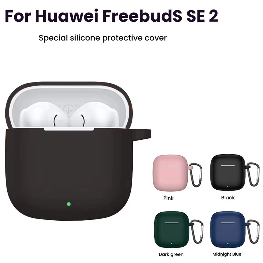 Silikon Schutzhülle für Huawei FreeBuds SE 2 mit Reiniger-Kit und Lanyard, Schwarz, 3er-Set - Bild 2