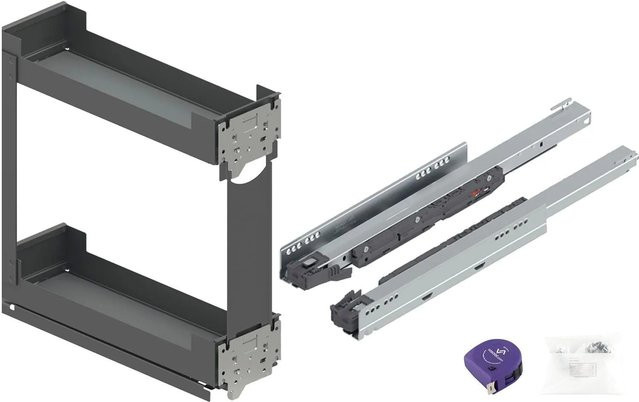 vasalat Set Pinello Cargo Schrankauszug 200 Rechts 2-Etagen Vollauszug mit Soft-Close Anthrazit B/T/H: 52,0 x 51,7 x 20,0 cm - Bild 1