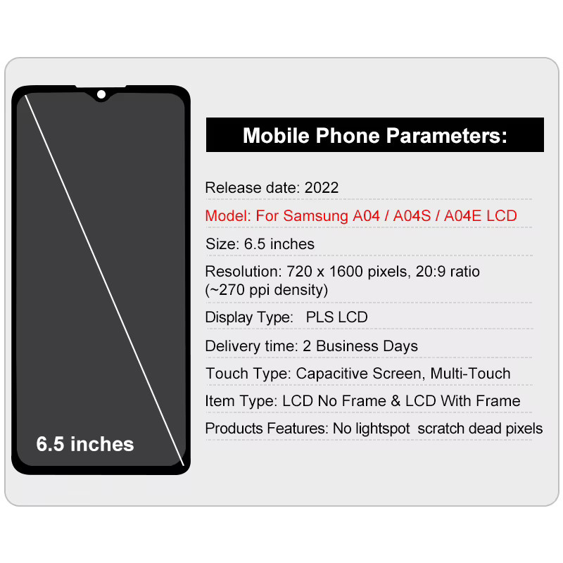 Samsung Galaxy A04 Display Ersatzteil mit LCD und Touchscreen in Schwarz - Bild 2