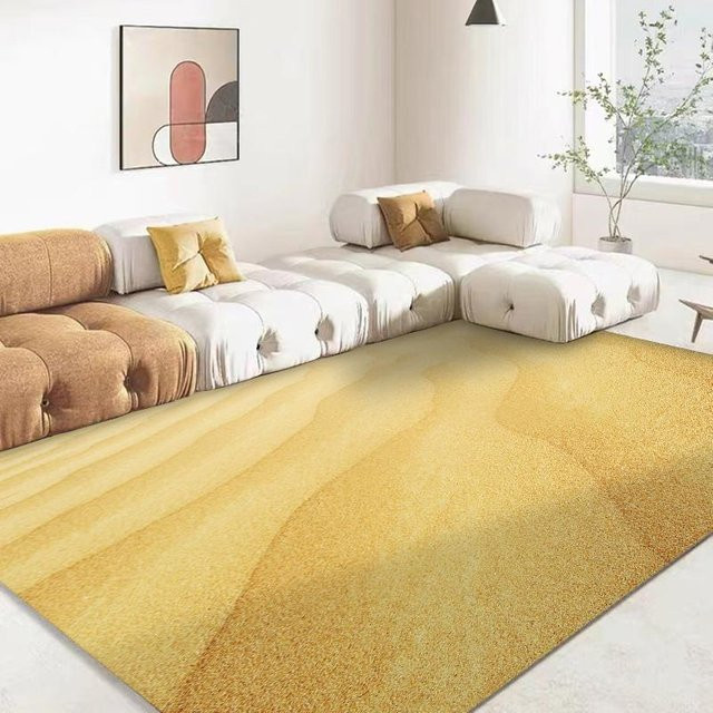 UQIDEHOME 3D Sand Wüste Simulationshintergrund Teppich, Modernes Geometrisches Design in Beige und Gelb, B/T: 70 x 100 cm - Bild 1