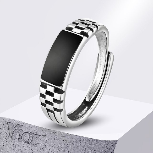 Vnox Herrenring, Edelstahl, Schwarz, Offen - Bild 1