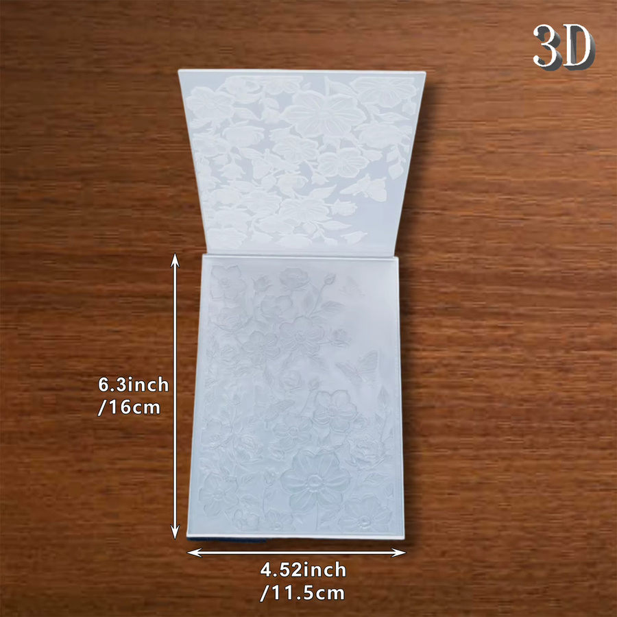 Ordner mit 3D-Reliefprägung für DIY-Sammelalben und Kartenherstellung mit Blumen- und Schmetterlingsmuster aus Kunststoff - Bild 3