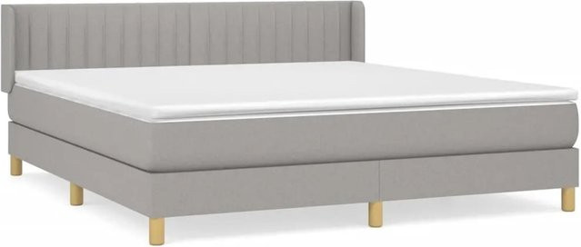 vidaXL Hybrid-Boxspringbett mit Matratze und Taschenfederkern in Hellgrau, B/T/H: 183 x 203 x 78 cm - Bild 1