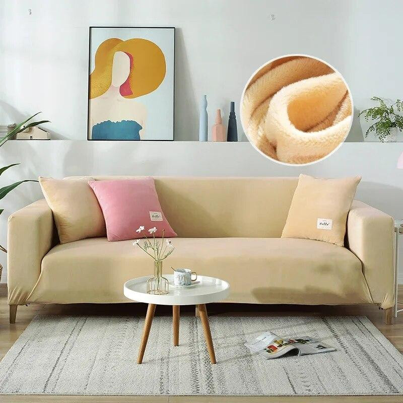 Weicher Samt Stretch Sofabezug mit Sesselkissenbezug von Your Warm Home, wasserabweisend und rutschfest, Breite: 90-140 cm - Bild 2