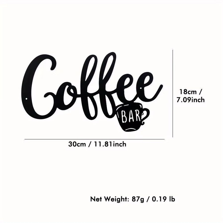CIFBUY Kaffee-Wandschild aus Metall in Schwarz zur Wanddekoration für deine Kaffeebar - Bild 2