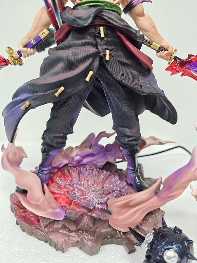 Bandai One Piece Roronoa Zoro Anime-Figur, PVC-Statue, 28 cm, LED, austauschbarer Kopf - Bild 4