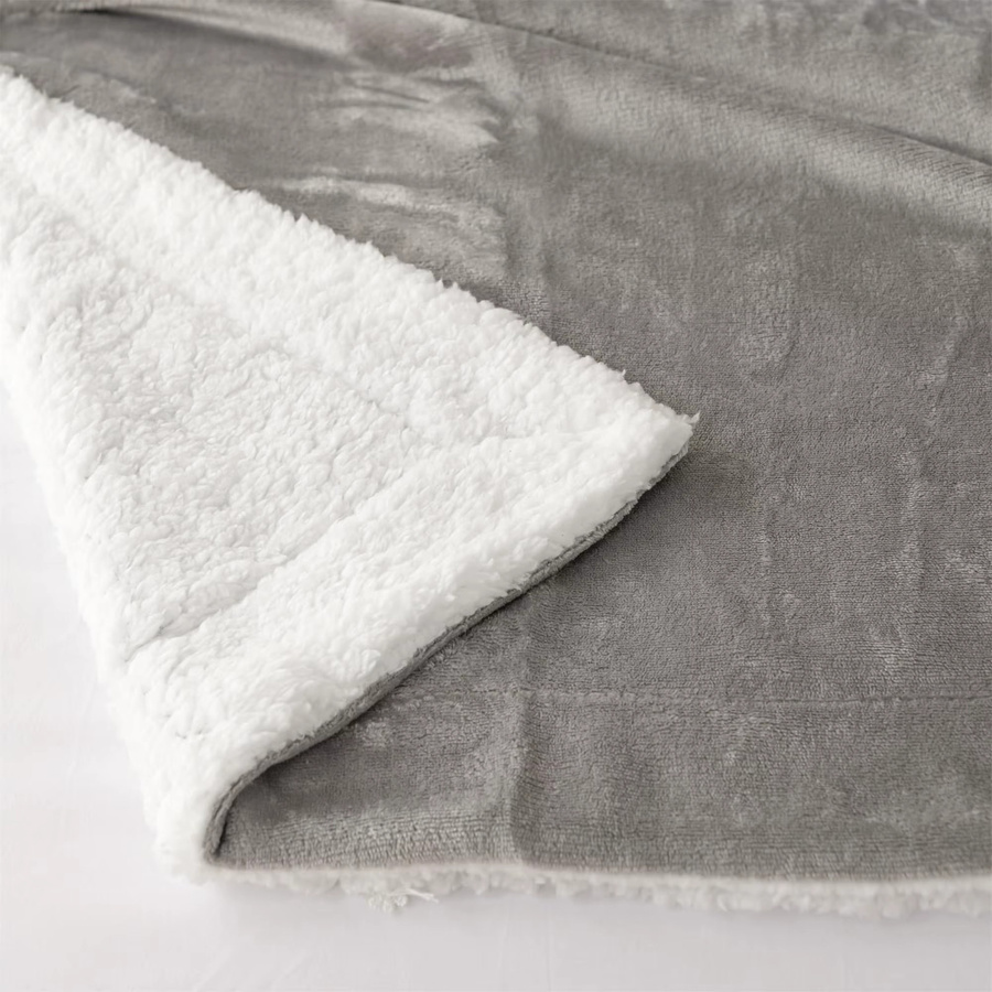 Good Nite Fleecedecke Sherpa Kuscheldecke in Grau, B/B: 150 x 130 cm - Bild 2