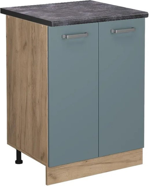 Vicco Küchenunterschrank R-Line in Blau-Grau und Anthrazit mit Eiche-Optik, B/T/H: 60 x 60 x 81,6 cm - Bild 1