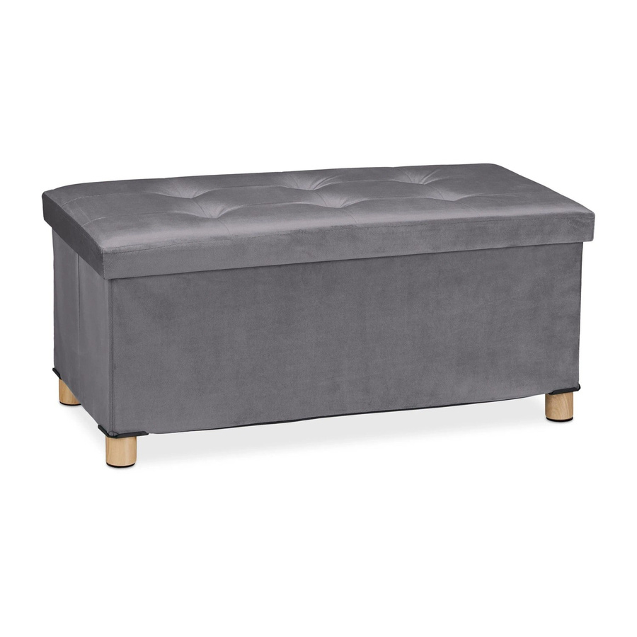 Relaxdays Sitzbank aus Samt in Dunkelgrau, faltbar, modern, B/H/T: 76 x 34 x 38 cm - Bild 2