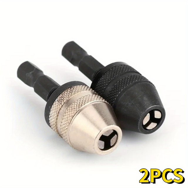 2 Stück Mini-Schnellspannbohrfutter von louCnloin, 0,3–3,6 mm, silber, Schnellwechselfutter mit Sechskantschaft und selbstzentrierendem Drei-Backen-System - Bild 1