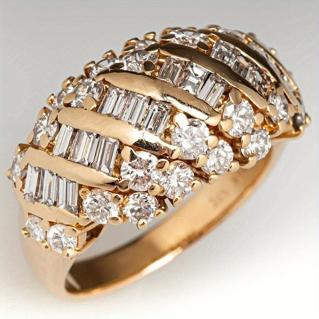 YoYo Ring, Gold, Zirkonia, Damen, Vintage - Bild 1